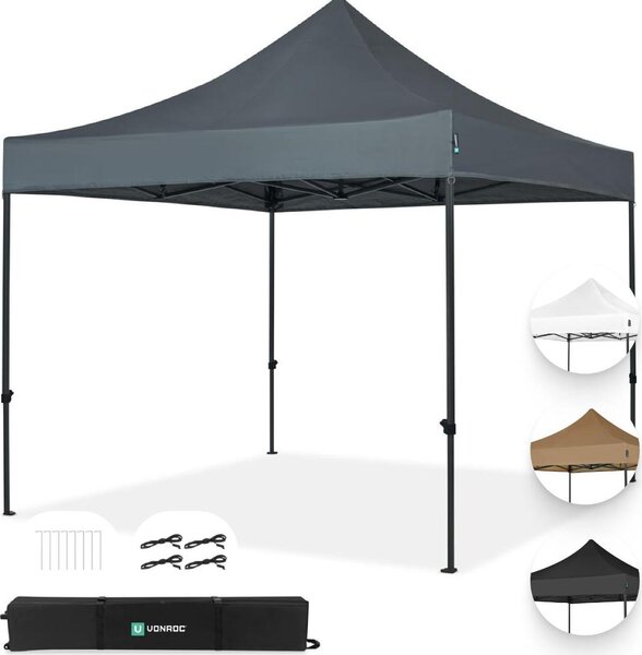 VONROC padiglione 3x3m impermeabile stabile - tenda da festa EasyUp System [montaggio in 3 minuti] padiglione pieghevole pop-up modulare espandibile come tenda da festival, padiglione da giardino