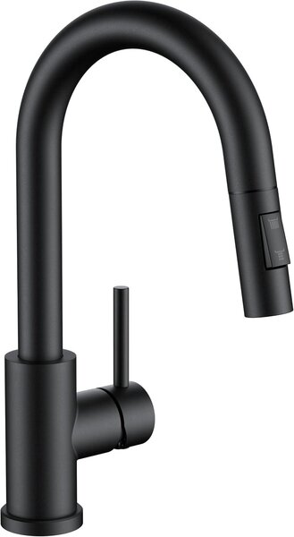 Rubinetto da cucina con doccetta estraibile, 2 getti, colore nero opaco