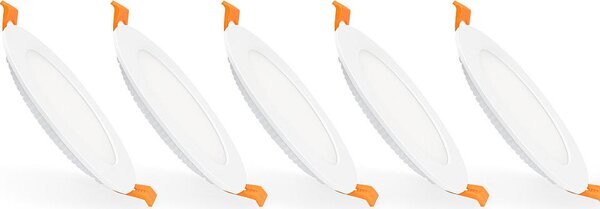 Faretto LED da incasso piatto 18W rotondo SuperSlim Foro di montaggio Ø 205 mm (confezione da 5) 5000K bianco freddo
