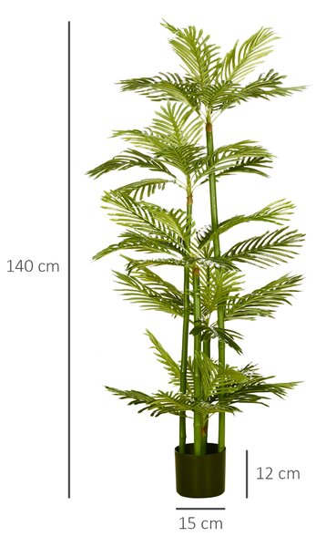 HOMCOM Pianta Artificiale di Palma Alta 140 cm con Vaso, Realistica per Interni ed Esterni, Verde - Tocco di Natura Duraturo|Aosom