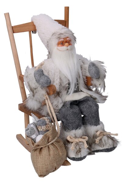 Pupazzo Babbo Natale in Tessuto su sedia grigio cm 23x22,5xh30