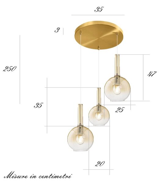 Lampadario vetro oro perenz lollipop 8554 am 8556 am 8030 ob multiluce ambra ottone brunito - Perenz