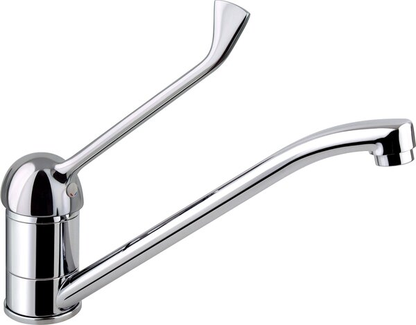 Miscelatore per lavello da cucina DP bath GCHMH, modello Hortensia, con leva lunga, finitura argento