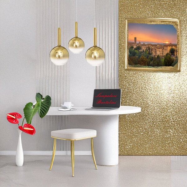 Lampadario vetro oro perenz lollipop 8554 or 8556 or 8034 b multiluce oro bianco - Perenz