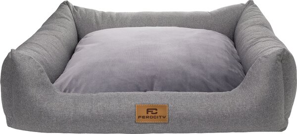 Cuccia per cani, divanetto lavabile con bordi, 85x70 cm, in Cordura e velluto, grigio, avena, cuscino reversibile [123]