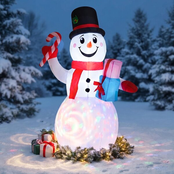Bambino gonfiabile XL a forma di pupazzo di neve con illuminazione a LED, dotato di spina per uso interno ed esterno - 200 x 130 cm - Enorme figura di neve autogonfiabile, colorata e illuminata