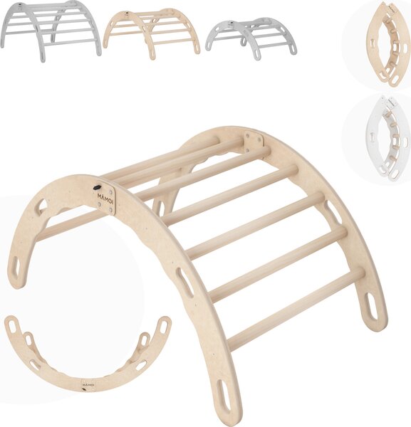 Arco di arrampicata MAMOI®, triangolo di arrampicata, arrampicata per bambini, dondolo arcobaleno in legno, arco in legno per bambini, struttura per arrampicata indoor da 1/2/3 anni