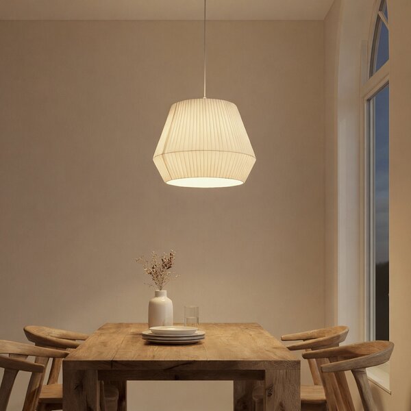 Lampada a sospensione Lindby, Vitore, dimmerabile, Bianco, Soggiorno, Tessuto / Tessile, Scandinavo
