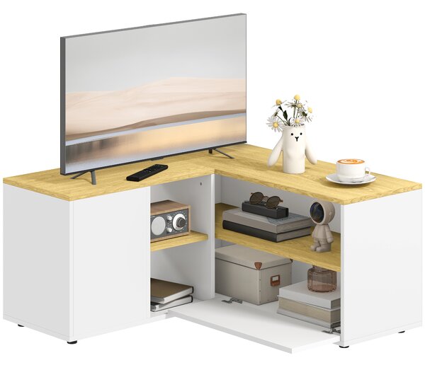 HOMCOM Mobile TV a L per TV da 40" con 3 Ripiani Aperti e 2 Armadietti, in Truciolato, 90x90x45 cm|Aosom