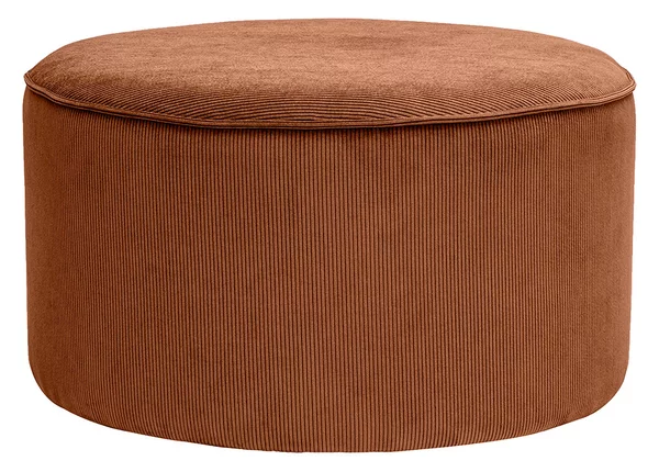 Pouf rotondo in velluto a coste terra bruciata D70 cm PAUL