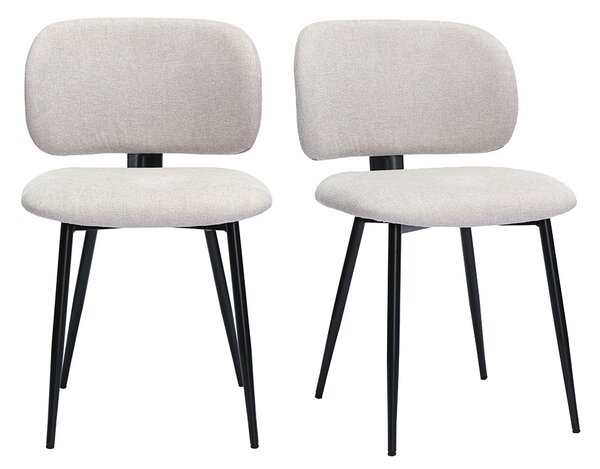 Sedie in tessuto effetto velluto testurizzato beige e metallo nero (lotto di 2) ATRIUM