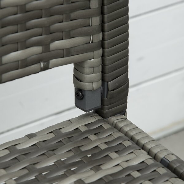 Outsunny Panca da Giardino in Stile Rattan, con Struttura in Acciaio, per 2 Persone, Grigio, 122 x 60 x 85cm