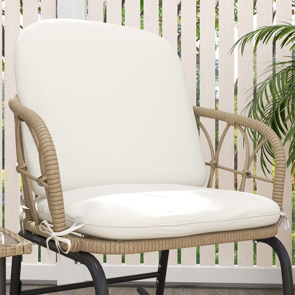 Outsunny Set di sedie a dondolo in stile boho, in PE rattan resistente alle intemperie, Crema