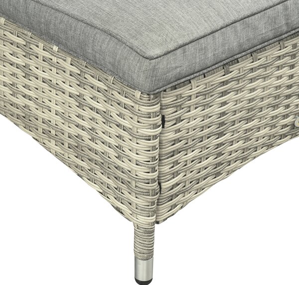 Outsunny Lettino Prendisole Tavolino Set da Giardino in 3 Pezzi, Rattan Sintetico+Metallo Grigio
