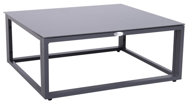 Outsunny Set da giardino 6 pezzi con divano da giardino, set da lounge da giardino in alluminio + poliestere + vetro temperato grigio con cuscini per 4-5 persone