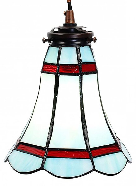 Clayre & Eef lampada a sospensione Tiffany Ø 15x115 cm vetro blu rosso