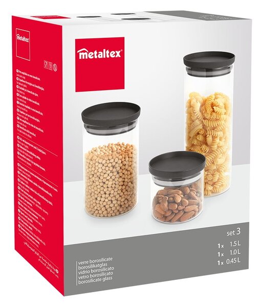 Set di contenitori per alimenti in vetro alimentari 3 pz – Metaltex