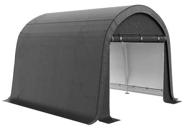 Outsunny Tendone da Giardino per Moto, Bici e Attrezzi con 2 Ingressi a Zip, in Acciaio e PE, 300x300x235 cm, Grigio | Aosom Italy
