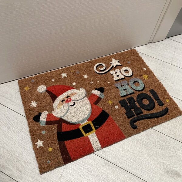 Zerbino Natalizio 60x40 cm con Babbo Natale e Scritta "HO HO HO!"