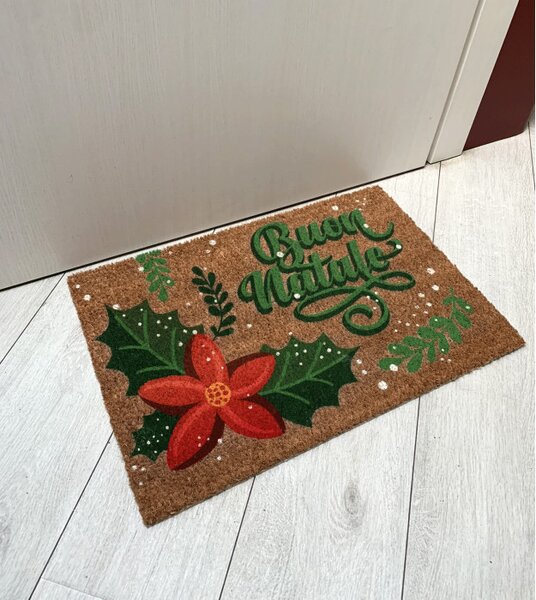 Zerbino Natalizio "Buon Natale" 60x40 cm in Fibra di Cocco Naturale