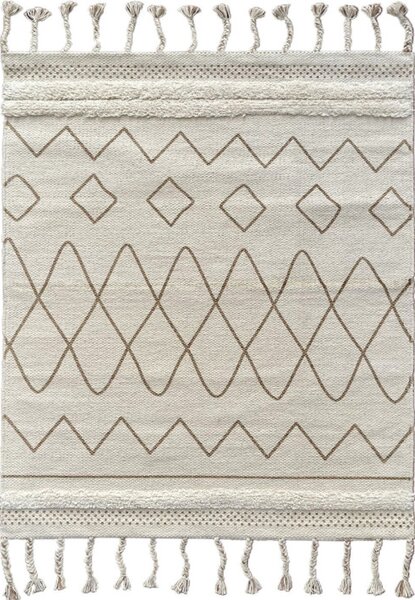 Tappeto Oasi Cammello in puro cotone con dettagli Boho 55x110