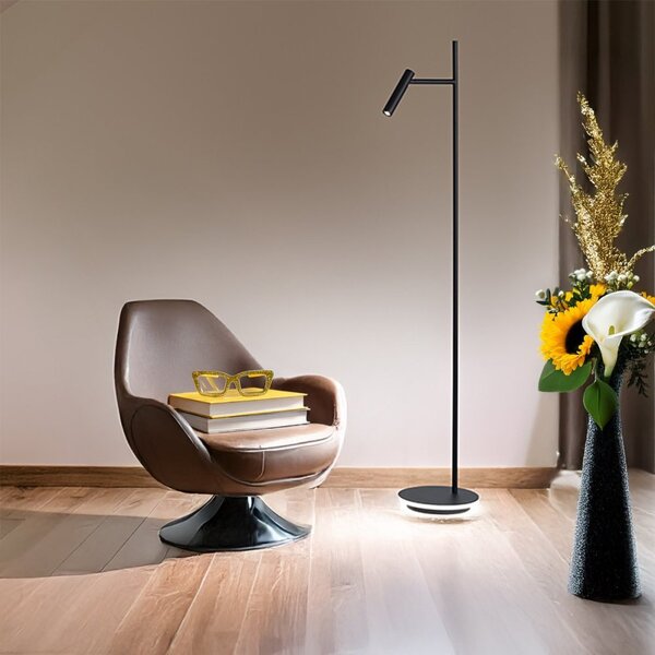 Piantana lettura moderna led perenz gambo 6777 n lc led 3000k nera orientabile - Perenz