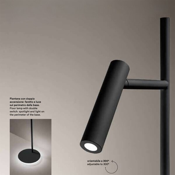 Piantana lettura moderna led perenz gambo 6777 n lc led 3000k nera orientabile - Perenz