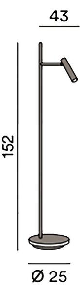 Piantana lettura moderna led perenz gambo 6777 n lc led 3000k nera orientabile - Perenz