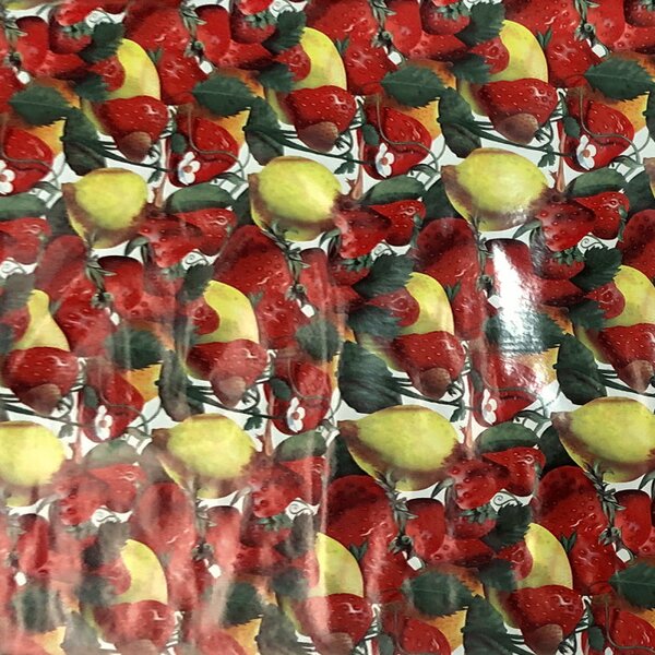 Tovaglia plastificata frutta estiva fragole e limoni antimacchia, impermeabile, decorativa 140x140