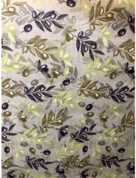 Tovaglia PVC tipo mollettone con stampa rami di ulivo – Olive nere e verdi 140x140