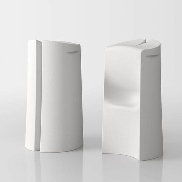 Sgabello Alto Kalispera in Polietilene - Bianco Opaco - Design Moderno con Poggiapiedi Integrato