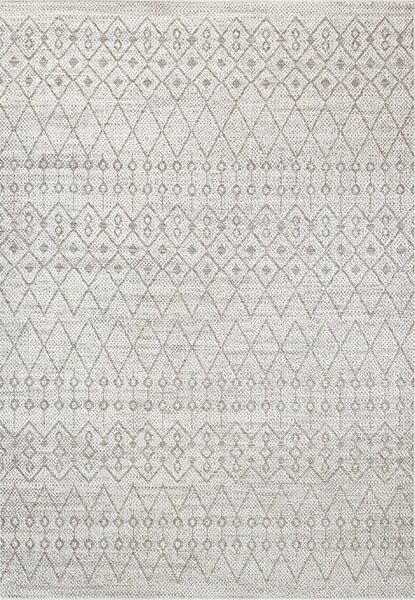 Tappeto Esterno Garden 24 Effetto Sisal - Design Geometrico Crema/Grigio 133X190