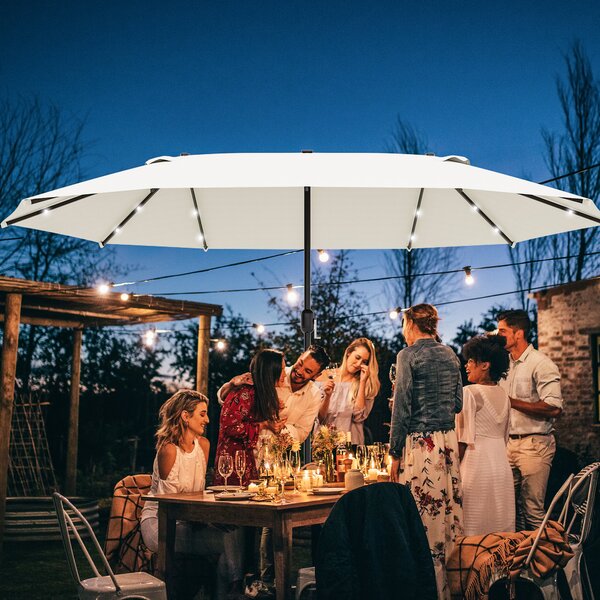Outsunny Ombrellone Ovale Crema 440 x 256 cm