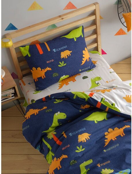 Set copripiumino e federa da bambini blu per letto singolo 140x200 cm Dinolar – Mijolnir
