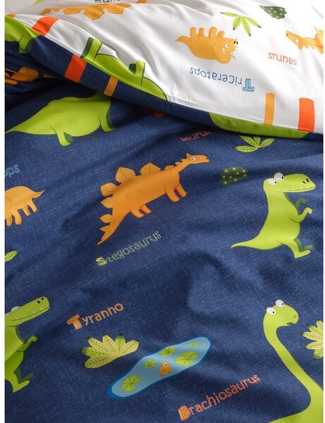 Set copripiumino e federa da bambini blu per letto singolo 140x200 cm Dinolar – Mijolnir