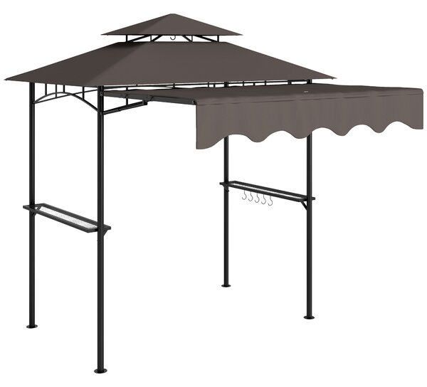 Outsunny Gazebo per barbecue 242x149x248 cm impermeabile ignifugo Gazebo da giardino con tetto a doppio strato Caffè