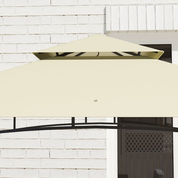 Outsunny Gazebo da BBQ, Gazebo da giardino con 2 ripiani, ceste portaoggetti, ganci, per terrazza, Beige