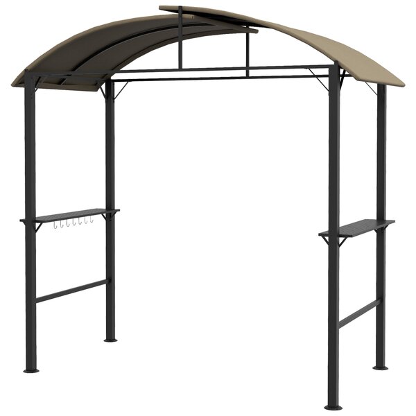 Outsunny Gazebo per Barbecue, 2 Ripiani Laterali, Ganci, Telaio in Acciaio, 1,1 x 2,3m, Kaki