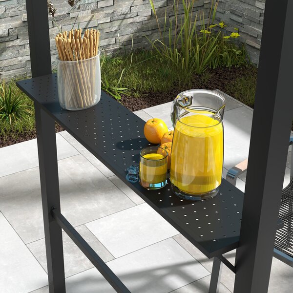 Outsunny Gazebo per Barbecue, 2 Ripiani Laterali, Ganci, Telaio in Acciaio, 1,1 x 2,3m, Kaki
