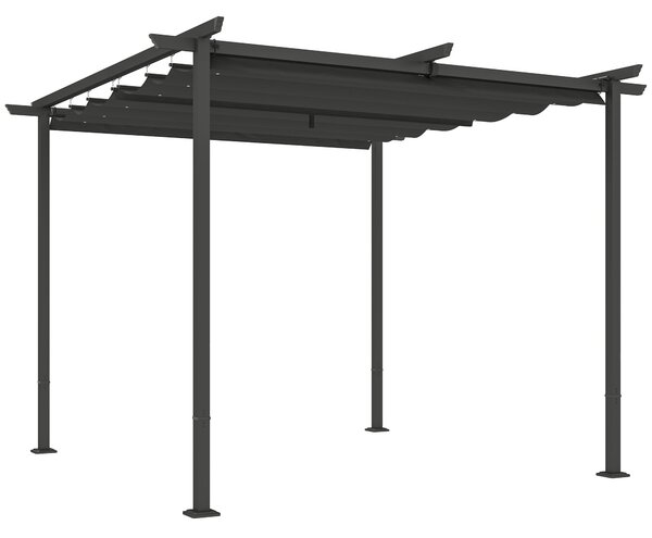 Outsunny Pergola da giardino 3 x 3 metri con tetto regolabile, struttura in metallo, protezione UPF30+, tetto per veranda, terrazza, grigio scuro