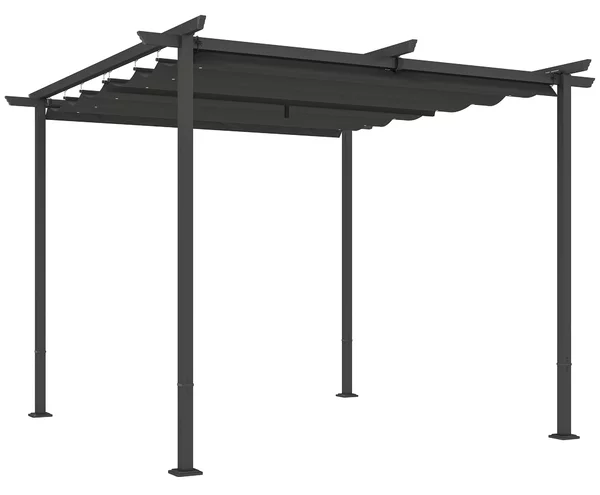 Outsunny Pergola da giardino 3 x 3 metri con tetto regolabile, struttura in metallo, protezione UPF30+, tetto per veranda, terrazza, grigio scuro
