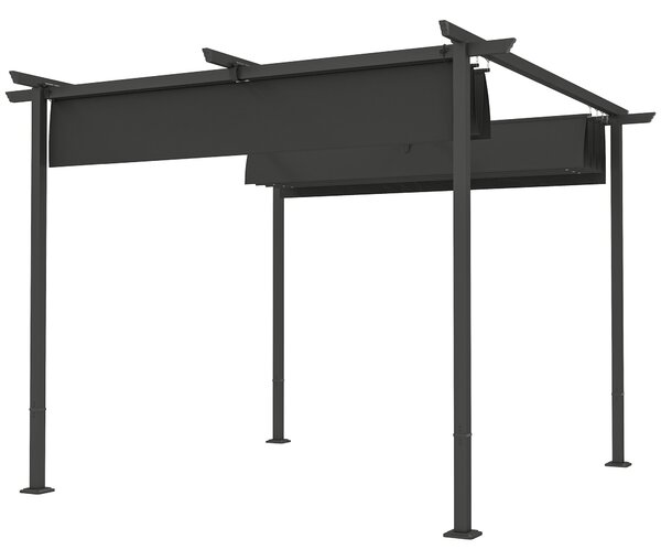 Outsunny Pergola da giardino 3 x 3 metri con tetto regolabile, struttura in metallo, protezione UPF30+, tetto per veranda, terrazza, grigio scuro