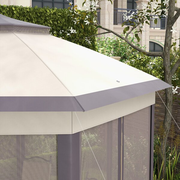 Outsunny Gazebo pieghevole da giardino con 6 pareti laterali e borsa da trasporto, per giardino, terrazza, festival, 4x4m, Caffè+Beige | Aosom Italy