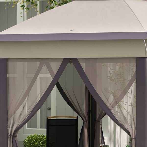 Outsunny Gazebo pieghevole da giardino con 6 pareti laterali e borsa da trasporto, per giardino, terrazza, festival, 4x4m, Caffè+Beige | Aosom Italy