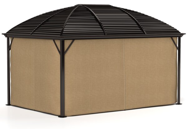 Outsunny Gazebo da giardino, Tenda da festa, Padiglione da festa, 4 x Pareti laterali doppie, impermeabile, 2 Ganci per lanterne, ca. 4 x 3 x 2,8 m, Marrone