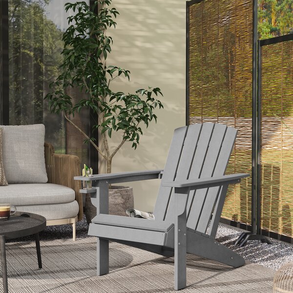 Outsunny Sedia da Giardino, design ergonomico, resistente alle intemperie, HDPE, grigio, 75 x 87 x 90 cm