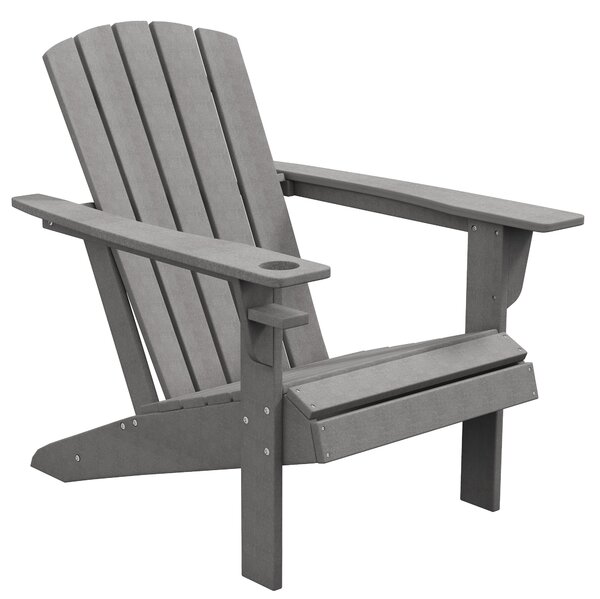 Outsunny Sedia da Giardino, design ergonomico, resistente alle intemperie, HDPE, grigio, 75 x 87 x 90 cm