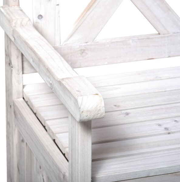 Outsunny Panca con Spazio di Archiviazione a 2 Posti Baule da Giardino Baule Panca per Cuscini Bianco 115 x 61 x 85 cm