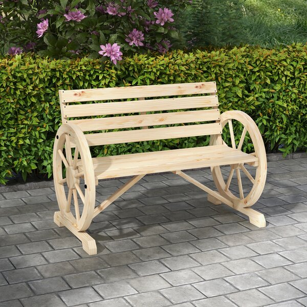 Outsunny Panchina da Giardino da 2 Posti con Braccioli a Ruota, Panchina da Esterno a Doghe in Legno di Abete, Stile Country, Panca per Terrazza Patio e Cortile, 105.5x56x79 cm, Color Legno | Aosom Italy