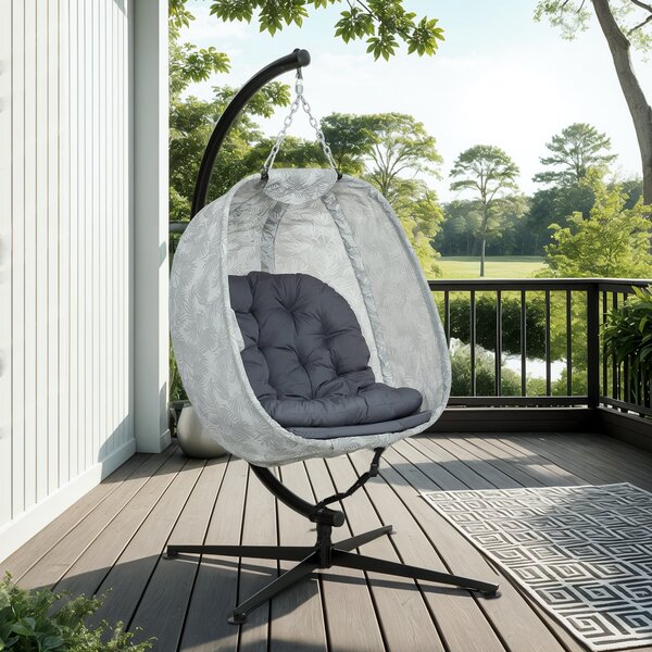 Outsunny Sedia A Dondolo A Forma Di Uovo Per Esterno, Dondolo Con Supporto, Cuscini Interno Esterno